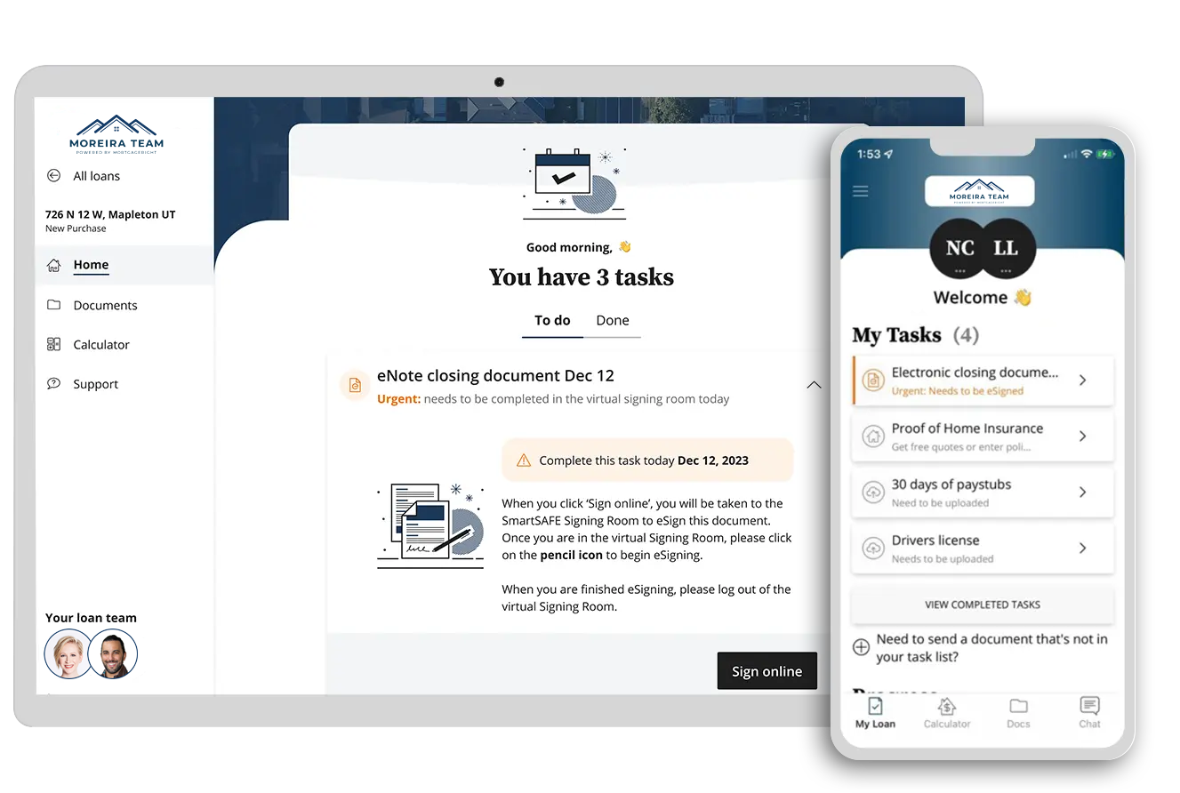 digital mortgage app tasks