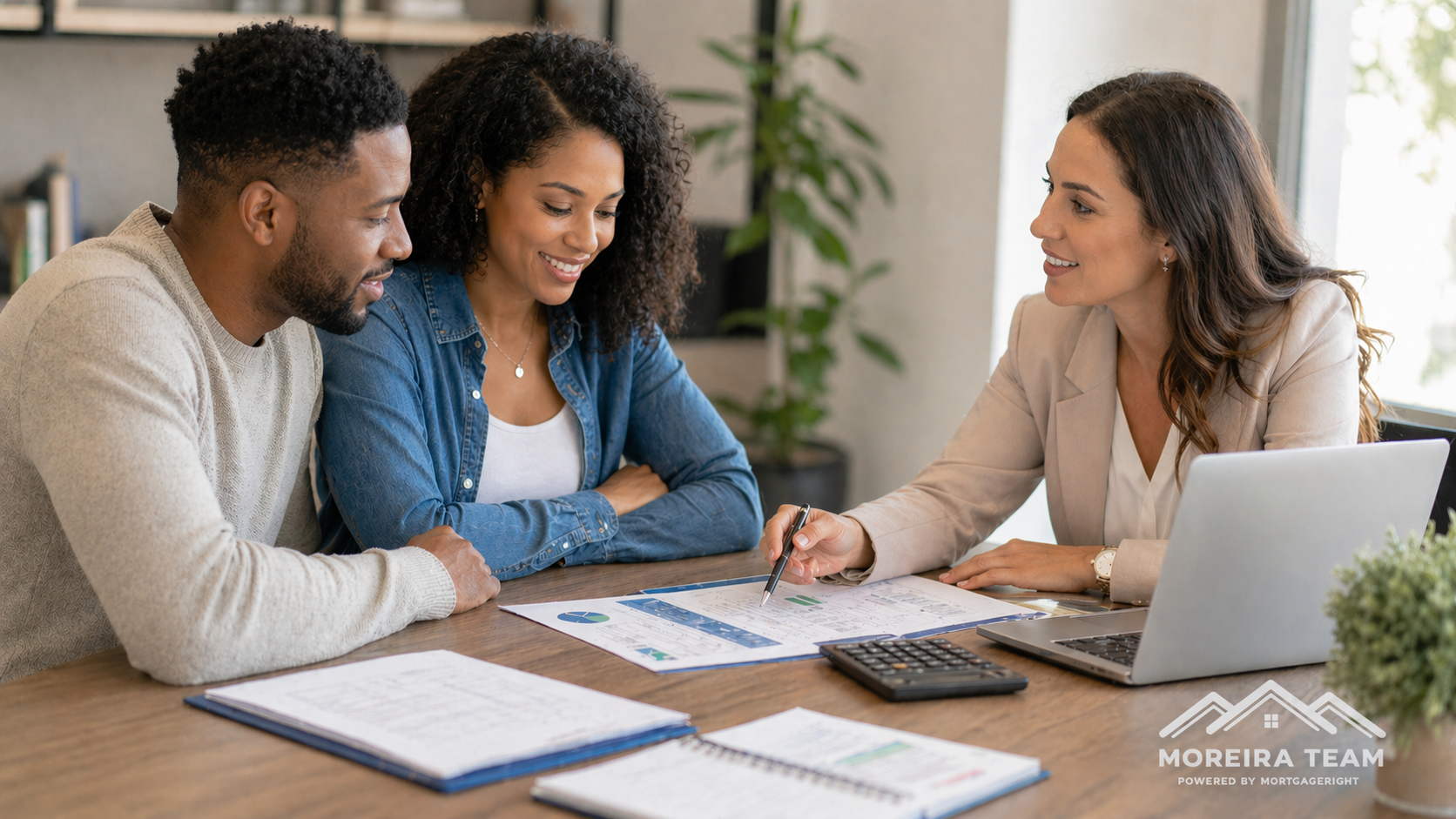Top-down desk scene with calculator and paperwork representing planning cash-to-close and timeline